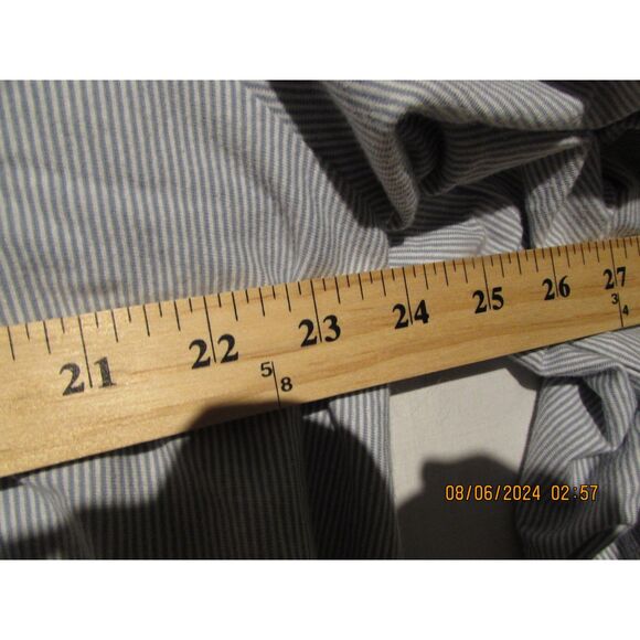 J.JILL BLOUSE TOP COTTON EMBROIDED FLOWERS SIZE M BLUE PIN STRIPS LONG SLEEVES - Picture 7 of 9